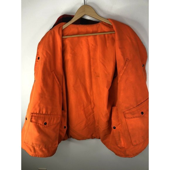 Vintage Hunting Jacket Mens XL Buffalo Plaid Reversible Warm Hipster Snap Button - Picture 5 of 6